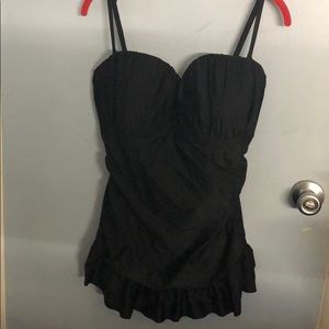 Plus size black bathing suit.